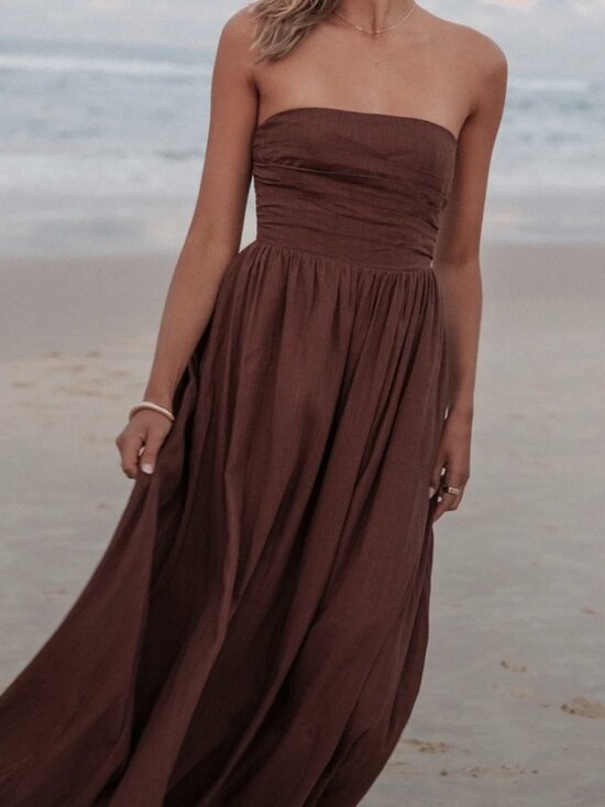 Petal & Pup Dresses & Skirts - Petal & Pup Strapless Brown Maxi Dress